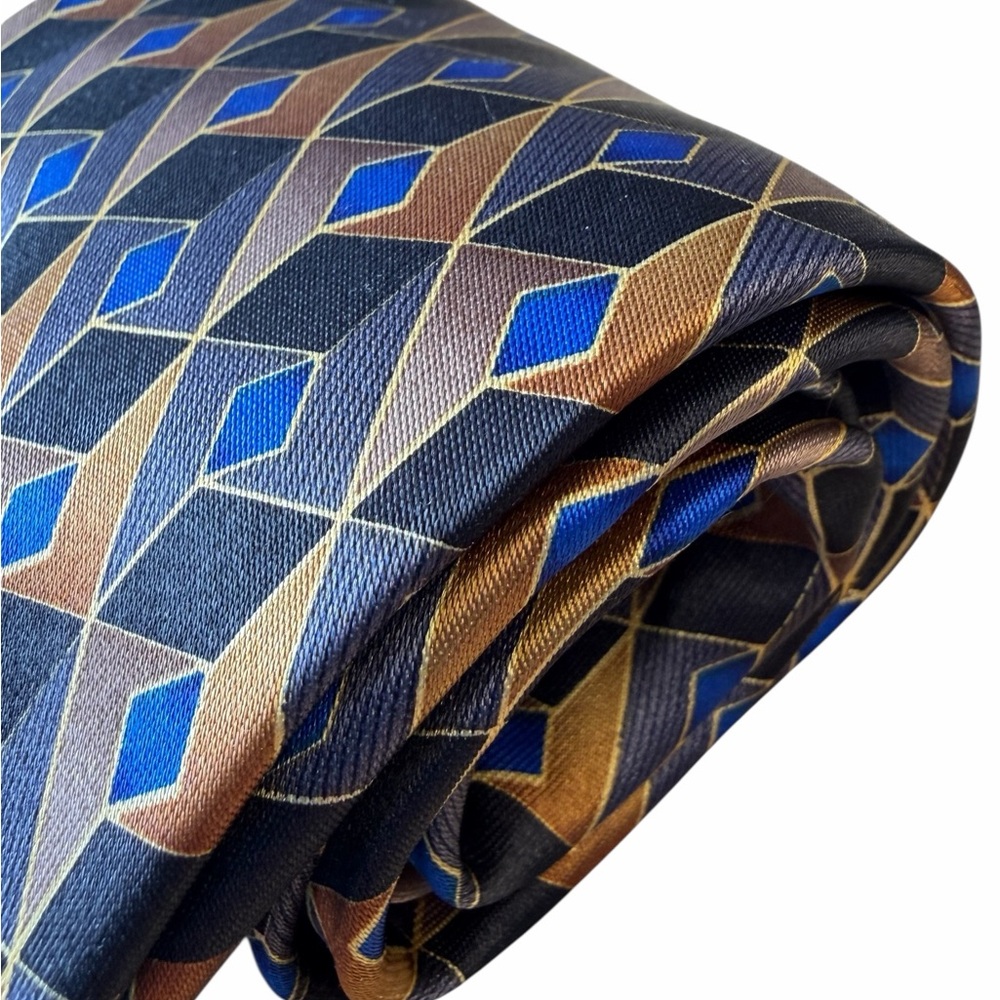 Geometric Blue and Gold Tie